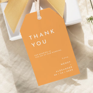 Etiquetas Para Regalos Citrus Naranja Minimalista Boda Gracias