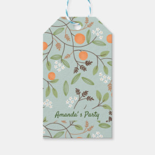 Etiquetas Para Regalos Citrus verde y flor Naranja