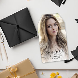 Etiquetas Para Regalos Clase de 2025 Letra Elegante Foto de Graduación Gr
