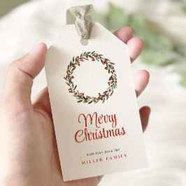 Etiquetas Para Regalos Clásica fiesta navideña Wreath