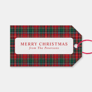 Etiquetas Para Regalos Clásico Cuadro de Navidad Rojo y Verde