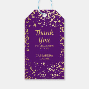 Etiquetas Para Regalos Clásico Egipto Oro salpicado de morado gracias