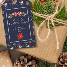 Etiquetas Para Regalos Clásico Elegante Floral de Bayas Navidad Alegre