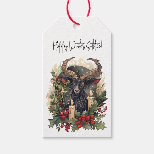 Etiquetas Para Regalos Clásico Goat Yule (Anverso)