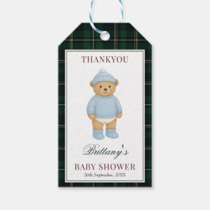 Etiquetas Para Regalos Clásico Oso Prep Diseñador Cuadros Baby Shower