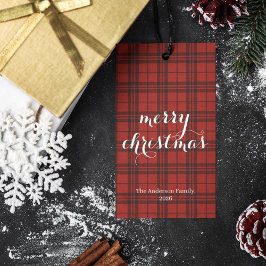 Etiquetas Para Regalos Clásico Plaid Feliz Navidad Festivo - 