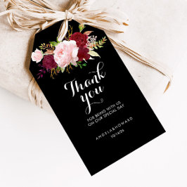 Etiquetas Para Regalos Clásico Tropical Negro y Borgoña Gracias