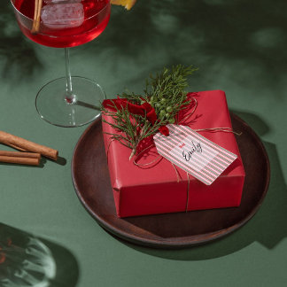 Etiquetas Para Regalos Clásico verde rojo rayas de Navidad 