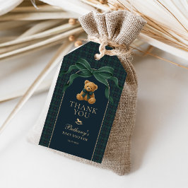 Etiquetas Para Regalos Classic Polo Green Plaid Teddy Bear Baby Shower