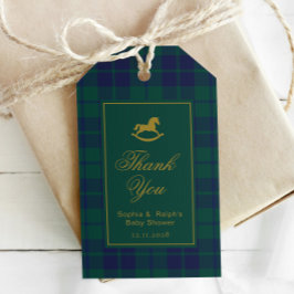 Etiquetas Para Regalos Classic Rocking Horse Baby Shower Plaid Gracias