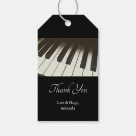 Etiquetas Para Regalos Claves de piano - Elegante fotografía en blanco y 
