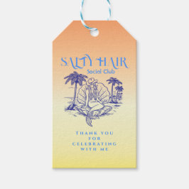 Etiquetas Para Regalos Coastal Yellow Mermaid Cowgirl Birthday Thank You