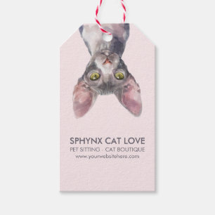 Etiquetas Para Regalos Coche Gato Canadiense Sphynx Pequeño Lindo Se Vuel