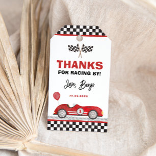 Etiquetas Para Regalos Coche Retro Red Race Fast One Boy Birthday Favor
