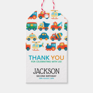 Etiquetas Para Regalos Coches Coloridos Transporte Cumpleaños Gracias