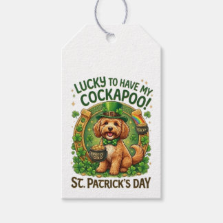 Etiquetas Para Regalos Cockapoo Día de San Patricio Perro Afortunado Olla