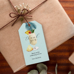 Etiquetas Para Regalos Cóctel de piña tropical Cumpleaños Gracias