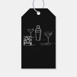 Etiquetas Para Regalos Cócteles Minimal Modern Fiesta Negro y Blanco