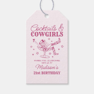 Etiquetas Para Regalos Cócteles rosados y favor de cumpleaños rodeo de va