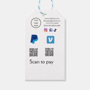 Etiquetas Para Regalos Código Q R barrido PayPal venmo pay add social med