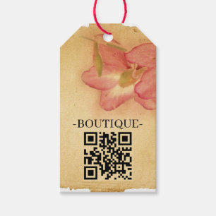 Etiquetas Para Regalos Código QR de pergamino floral antiguo vintage