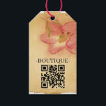 Etiquetas Para Regalos Código QR del pergamino floral antiguo retro<br><div class="desc">Esta hermosa y única imagen floral antigua tiene viejos efectos pergaminos marrones claros. Agregue texto personalizado y código QR del sitio web (elimine si lo desea) para satisfacer sus necesidades.</div>