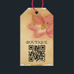 Etiquetas Para Regalos Código QR del pergamino floral antiguo retro<br><div class="desc">Esta hermosa y única imagen floral antigua tiene viejos efectos pergaminos marrones claros. Agregue texto personalizado y código QR del sitio web (elimine si lo desea) para satisfacer sus necesidades.</div>