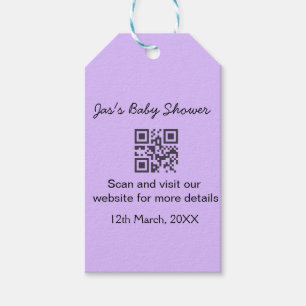 Etiquetas Para Regalos Código QR simple de shower de bebé morado agregar