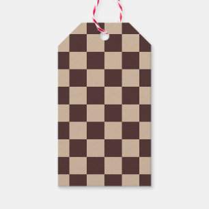 Etiquetas Para Regalos Coffee Brown Checkerboard