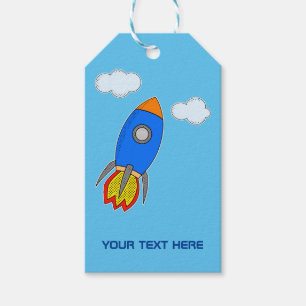 Etiquetas Para Regalos Cohetes personalizados En Fiesta De Niños Del Ciel