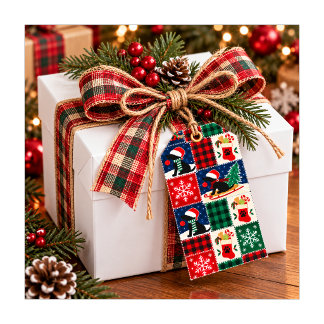 Etiquetas Para Regalos Colcha de parches de Navidad Labrador
