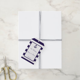 Etiquetas Para Regalos Colección de Bodas de franjas de la marina de infl