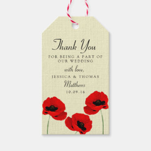 Etiquetas Para Regalos Colección de Bodas florales de Red Watercolor Popp