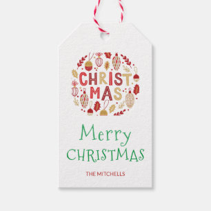 Etiquetas Para Regalos Collage de artículos de bayas de Navidad personali