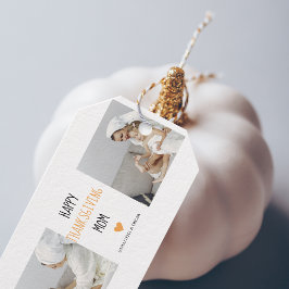 Etiquetas Para Regalos Collage Moderno de Fotos Feliz Día de Acción de Gr