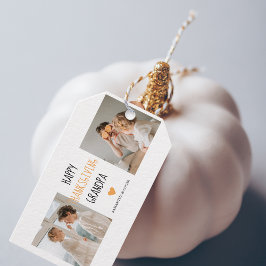 Etiquetas Para Regalos Collage moderno foto Feliz abuelo de Acción de Gra