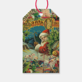 Etiquetas Para Regalos Collage Navideño de Papá Noel Victoriano Antiguo