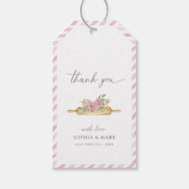 Etiquetas Para Regalos Color de agua rosado a rayas Gracias