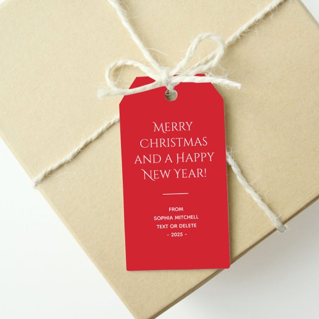 Etiquetas Para Regalos Color de tendencia rojo vibrante Minimalista (Subido por el creador)
