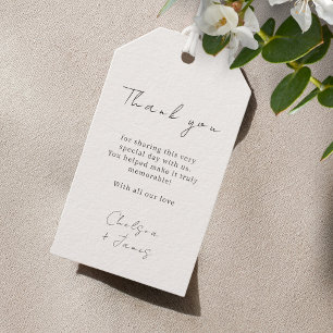 Etiquetas Para Regalos Color marfil Boda de script de moda Gracias etiq