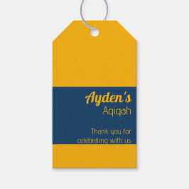 Etiquetas Para Regalos Color Sólido Amarillo Azul Llano, Aqiqah Baby Show