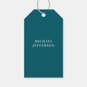 Etiquetas Para Regalos Color Teal Oscuro Plano Chic Personalizado