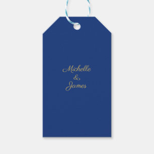 Etiquetas Para Regalos Colores Azul y Dorado Profesional Moderno de Moda