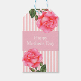 Etiquetas Para Regalos Colores de agua rosa rosa franjas blancas en el dí