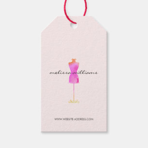 Etiquetas Para Regalos Colores de agua rosada Vestido Mannequin Boutique