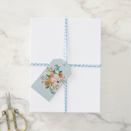 Etiquetas Para Regalos Colores de caída floral de calabaza azul,