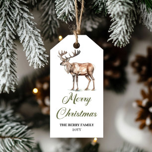 Etiquetas Para Regalos Colores Terrosos Elegantes Reno de Navidad Editabl