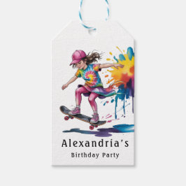Etiquetas Para Regalos Colorful Painted Girl Skater Birthday Thank You