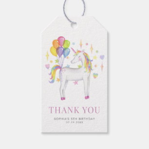 Etiquetas Para Regalos Colorida acuarela Rainbow Unicorn Cumpleaños