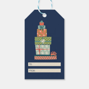 Etiquetas Para Regalos Colorida caja de regalo de Navidades retro